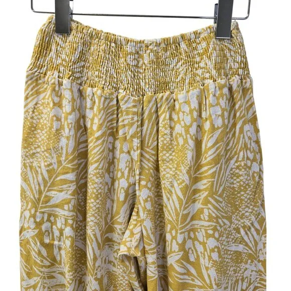 Tahari Linen & Viscose Blend Wide Leg Tropical Print Cropped Pants Size Small - Picture 5 of 7